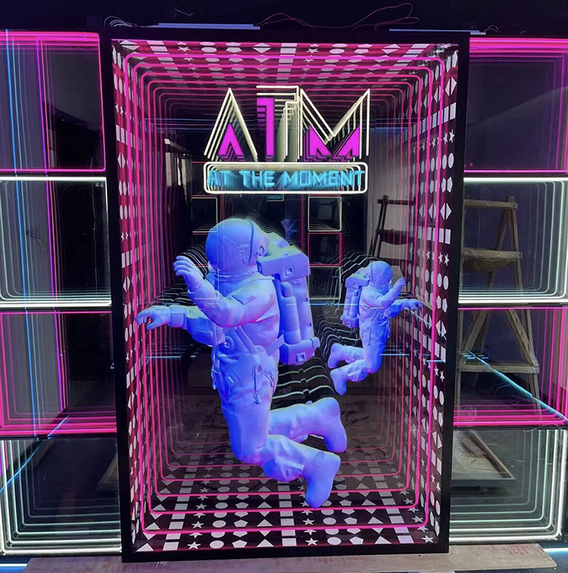 Background Wall Sensor 3D Thousand-Layer Abyss Mirror Floor Light Mirror Surface Led Dancing Floor Tile Light Ip65 Colorful Outdoor