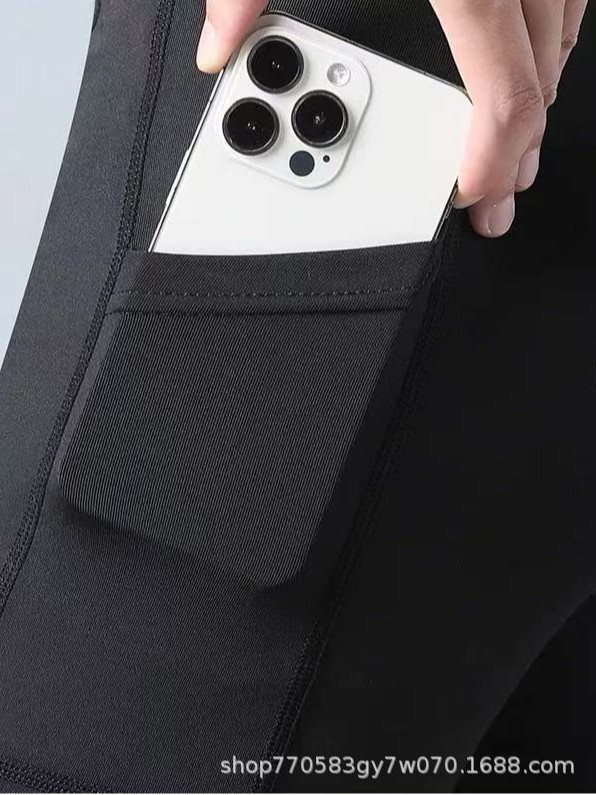 Cross-Border Men's Basketball Fitness Yoga Pants Running Training Quick-Drying Pocket Tight Sports Shorts