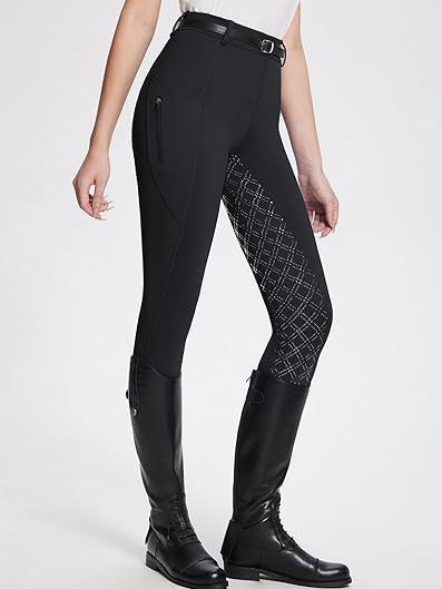 In-Stock Fleece-Lined Equestrian Pants with Full Silicone Non-Slip Wear-Resistant Elastic Riding Pants for Autumn and Winter, Fleece-Lined and Thickened Riding Pants