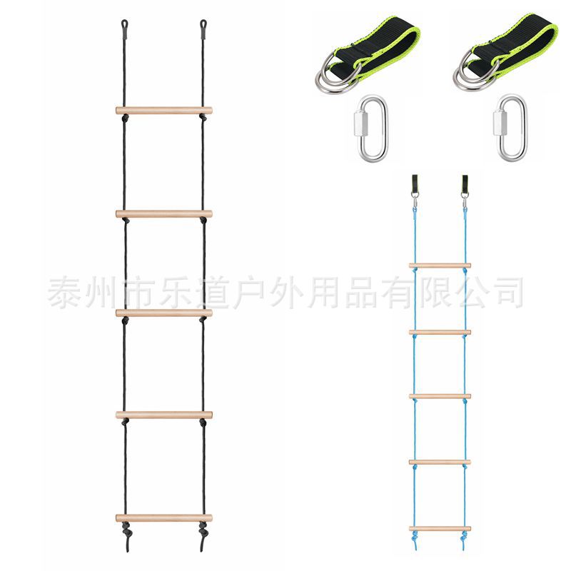Черный/синий пятиступенчатый детский деревянный climbing rack Для улицы Спортивная мягкая веревочная лестница Детская деревянная climbing ladder