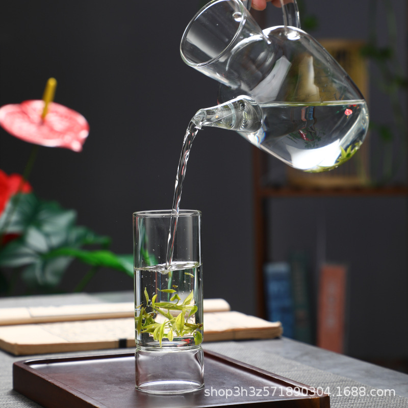 Collectible Hand-made Slub Cup Glass Tea Cup Houkui Cup Green Tea Cup High Temperature Resistant Dual-purpose Cup Imitation Song Teapot