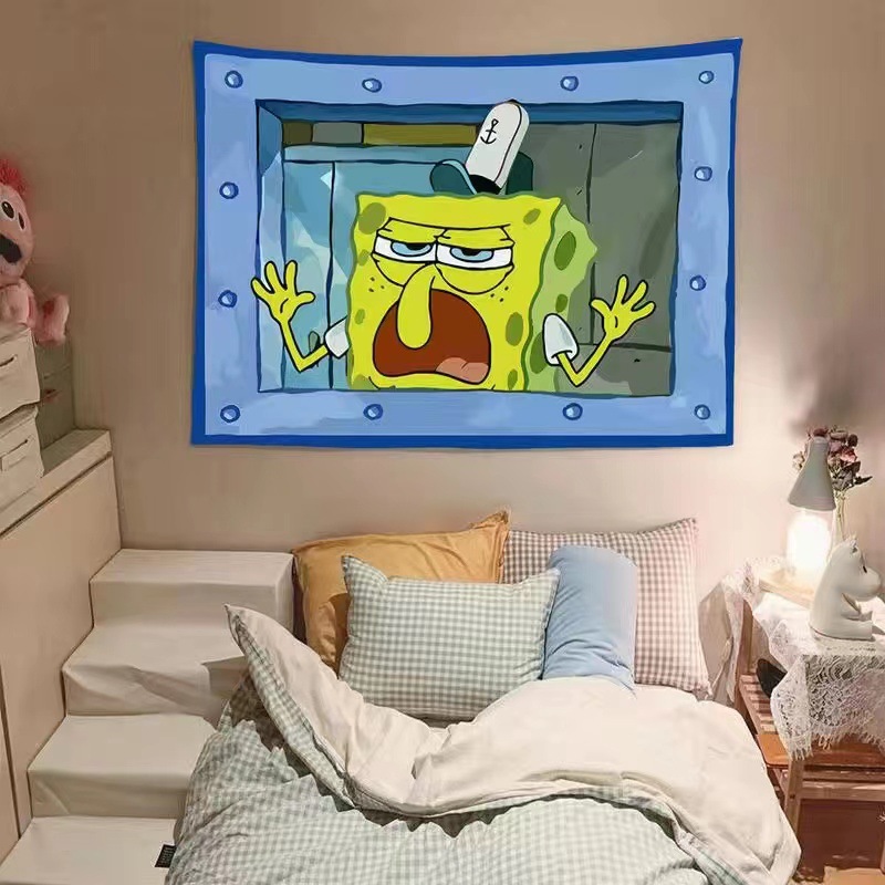 Sponge Baby cartoon hanging cloth decorative cloth living room bedroom children's room octopus background cloth dormitory bedroom anime