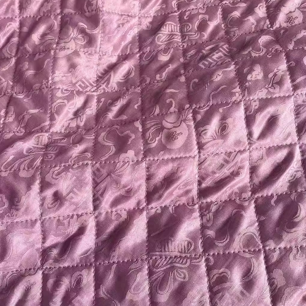 Silk Jacquard Quilted Wool Silk Satin Thickened Thermal Lining Autumn and Winter High-End Lining Fabric
