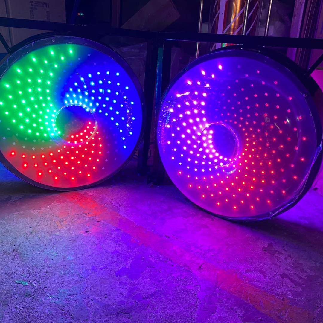 Beauty salon turn light Barber sign light wall-mounted colorful Led Hot Wheels outdoor wall-mounted round light