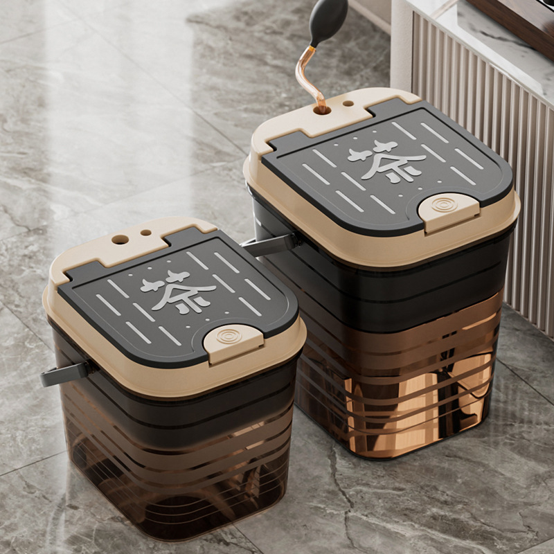 Transparent Flip-Top Tea Bucket, Waste Water Bucket, Tea Set, Tea Table, Tea Trash Can, Tea Table Drainage Bucket, Tea Bucket, Tea Residue Bucket