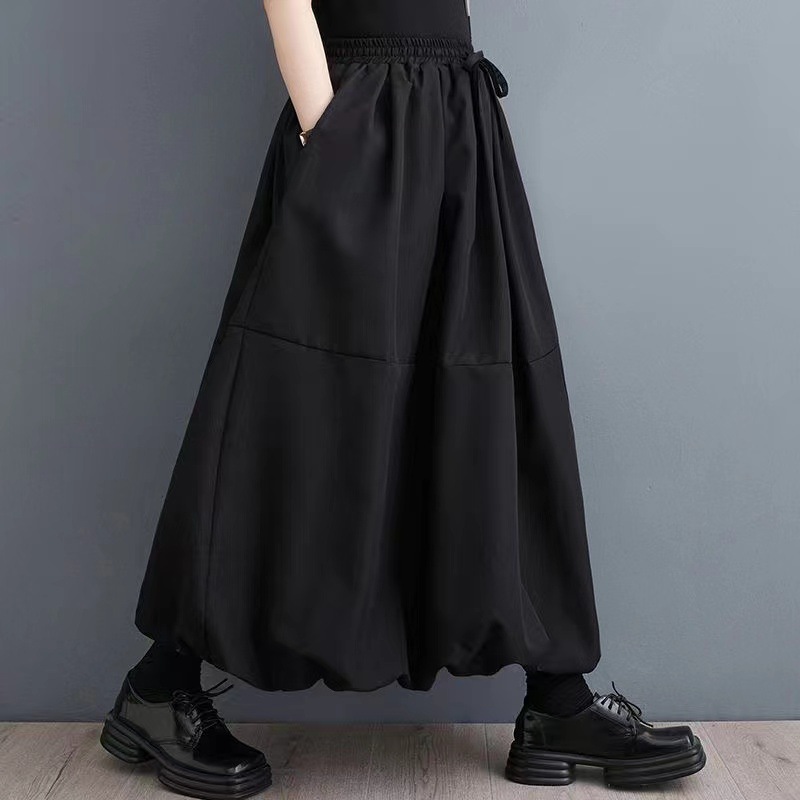 Large size women's fat mm high waist skirt 200kg loose meat covered fleabane skirt solid color strap large swing mid-length skirt a