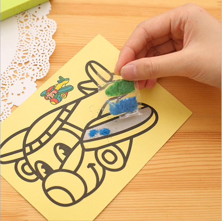 Children's sand painting set for boys and girls baby diy handmade Creative colored sand making kindergarten cartoon puzzle gift