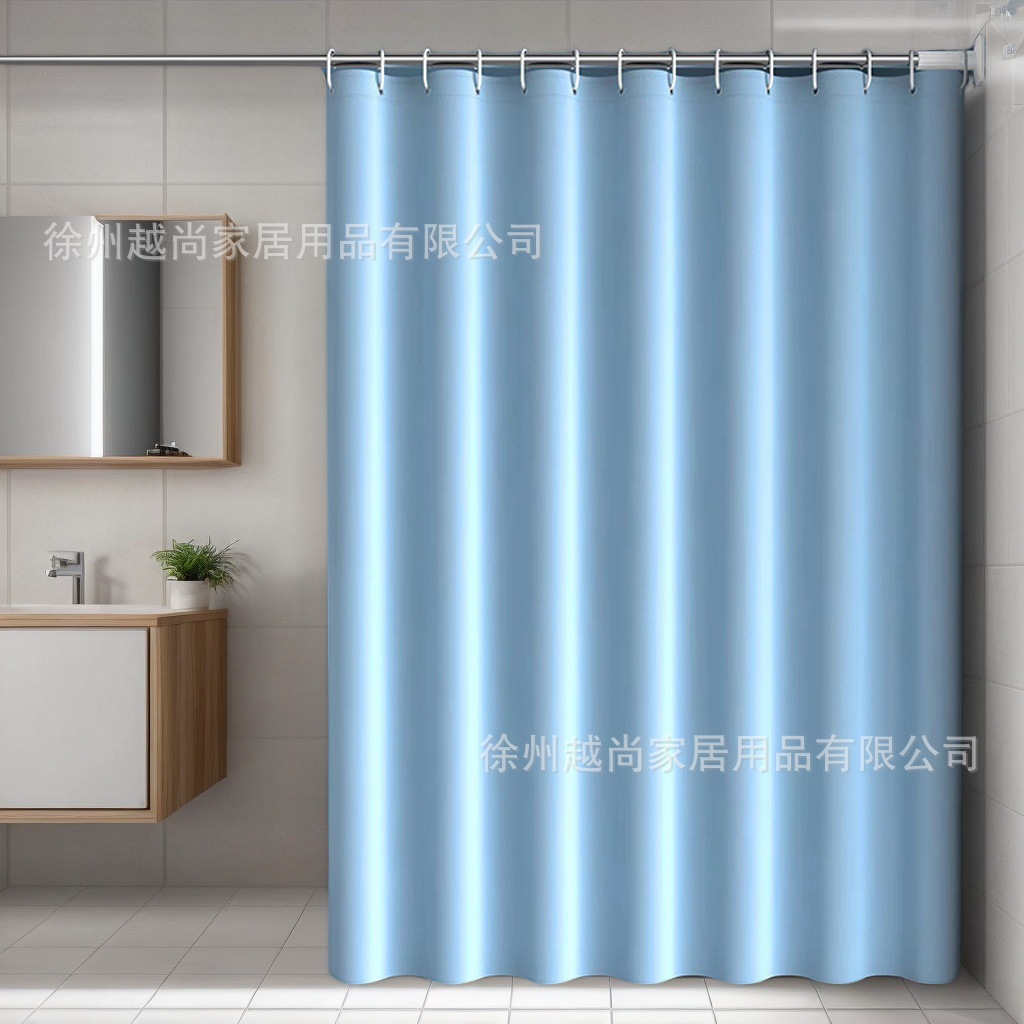 Cross Border Hot Sale Shower Curtain Solid Color PEVA Waterproof Mildew Proof Bathroom Door Curtain Toilet Curtain Telescopic Rod suit Factory