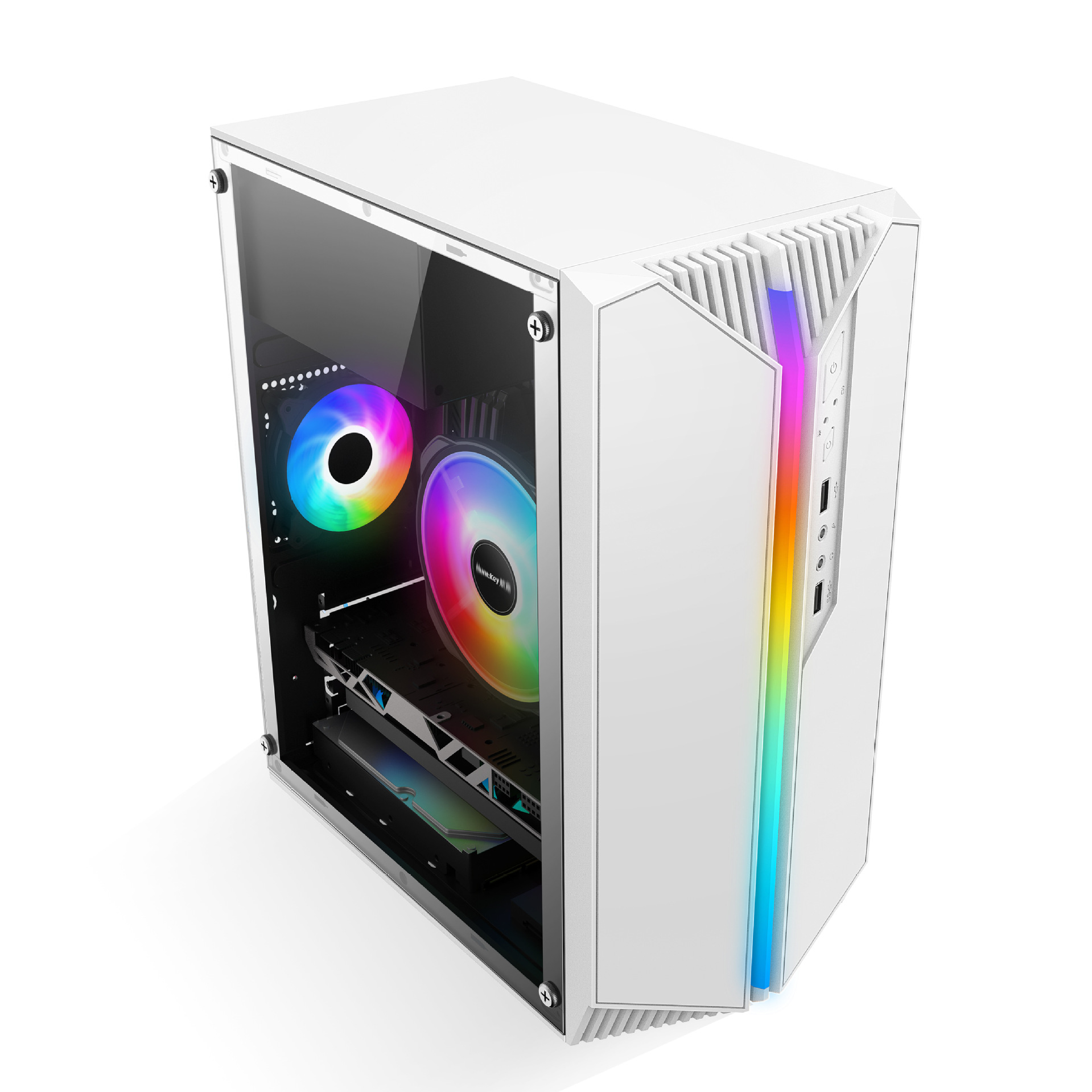 Vsheng Rgb Side-Transparent Usb2.0 Desktop Game Side-Transparent Light Strip Computer Case Small Host Empty Case
