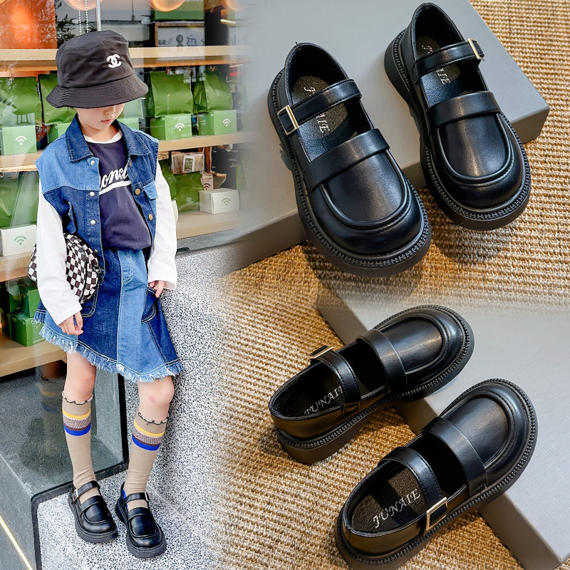 Девичьи Кожаные Туфли Новые 2024 Весна и Осень Удобные Обычные Туфли для Девочек Обувь для Выступлений Модные Обувь для Детей