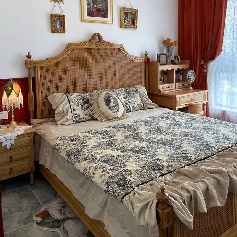 Кровать Хепберн, французская ретро кровать из ротанга 1.8м, современная кровать из ротанга