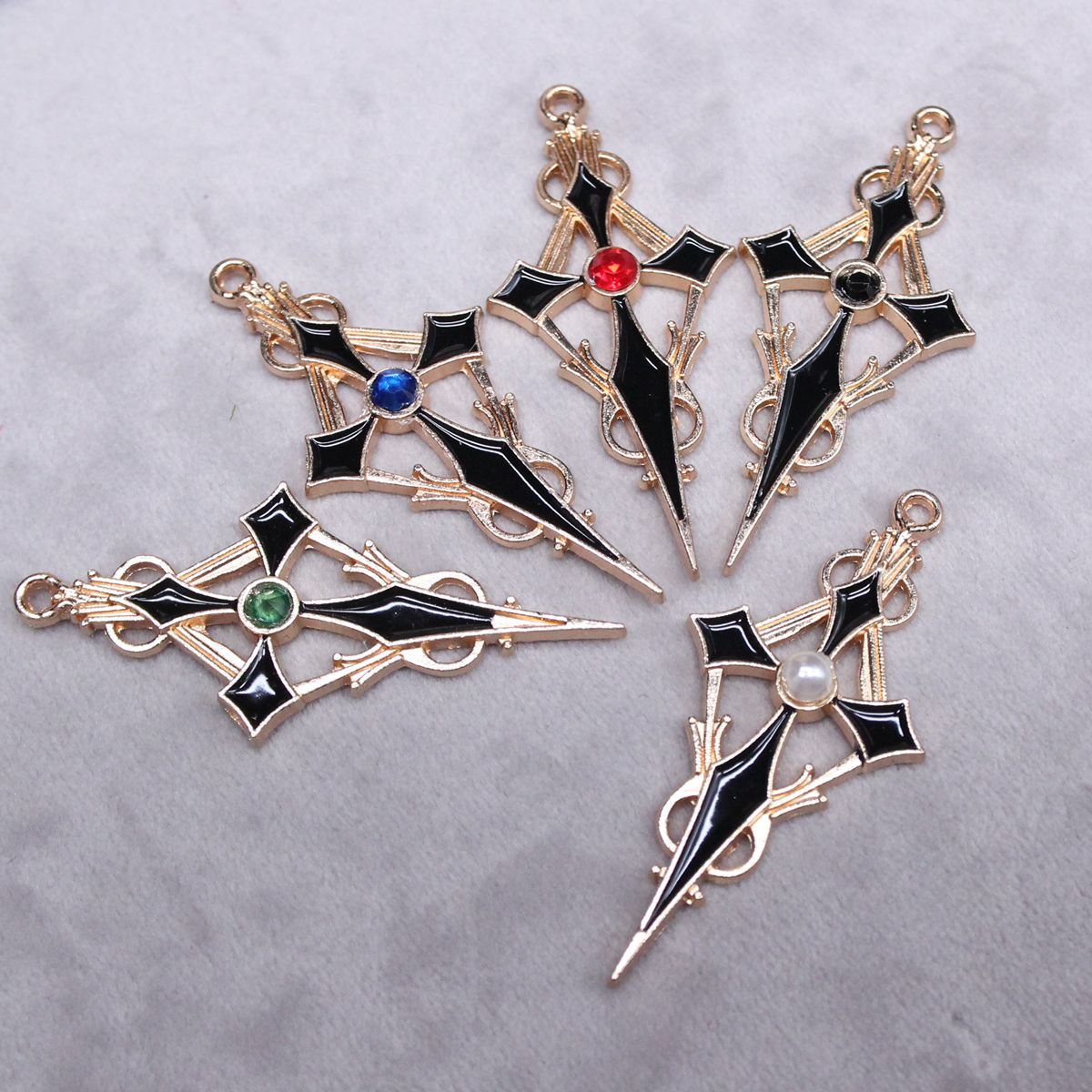 DIY Earrings Earrings Material Alloy Oil Dripping Cross Rhombus Pendant Lolita Pendant Accessories