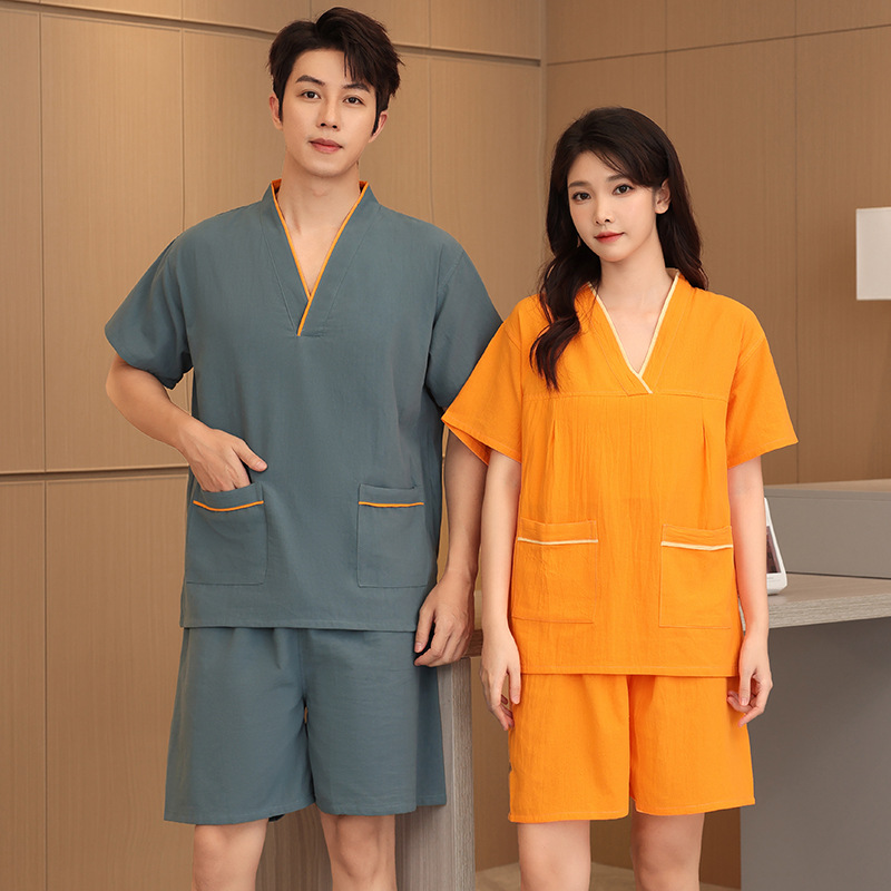 Хлопковая потоотделяющая одежда, комплект для ванной, массажная одежда для мужчин и женщин, большие размеры, домашняя одежда, пижамы, красивая одежда для скребка