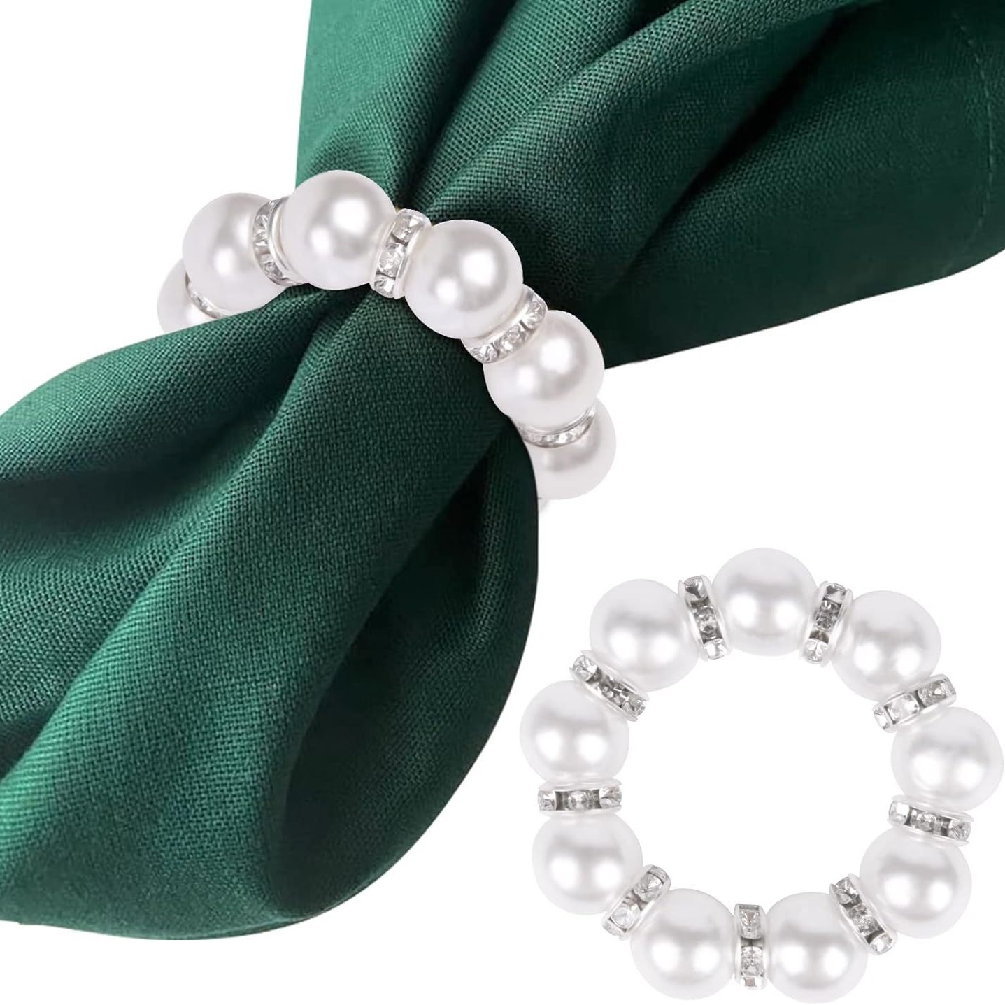 Кольцо для салфеток с жемчугом и бриллиантом, декоративное кольцо для салфеток, розовый жемчуг, свадебное, для столов в ресторане