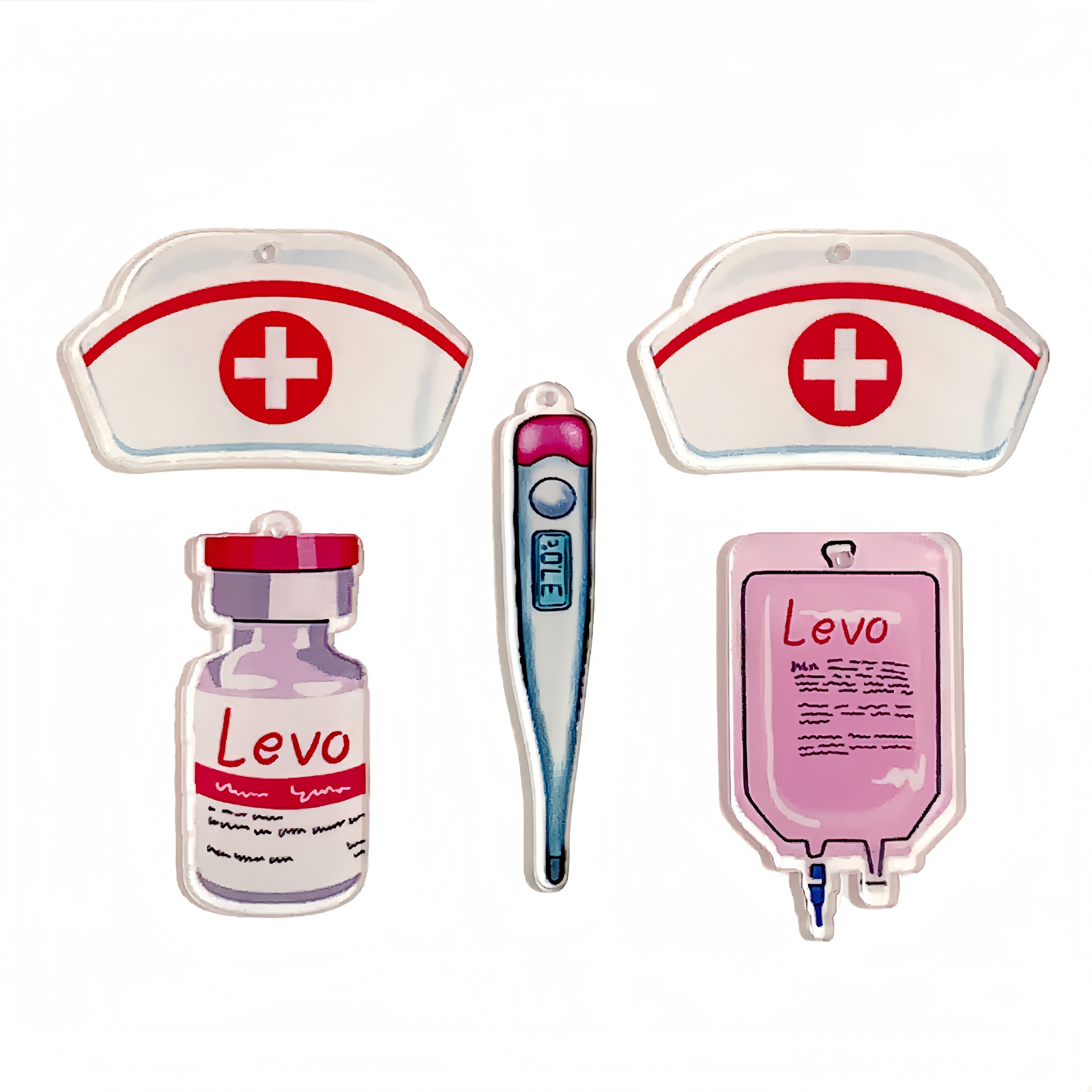 Cross-border Direct Supply to Europe and America Nurses' Festival Pink Acrylic Piece Earrings Pendant Pendant DIY Earrings Decorative Accessories