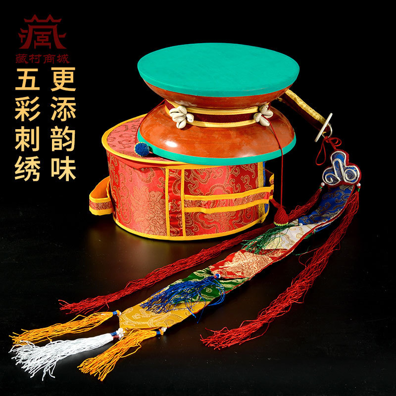 Nepalese Handmade Xizang Tambourine Mulberry Drum Goatskin Drum Niche Musical Instrument Round Drum Desktop Ornaments