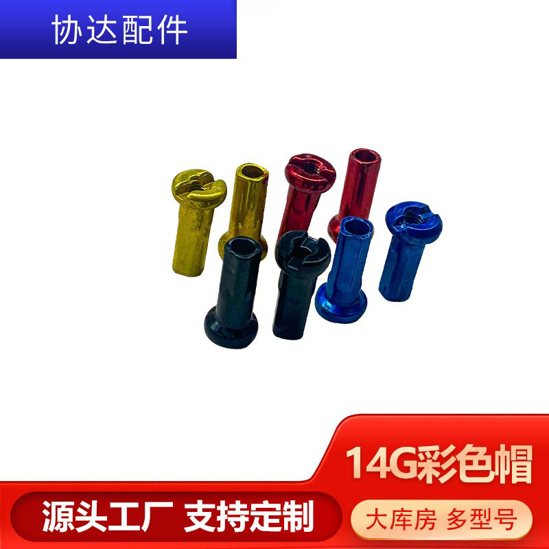 SOURCE Factory 14g carbon steel electrophoresis color bicycle spoke cap steel wire cap