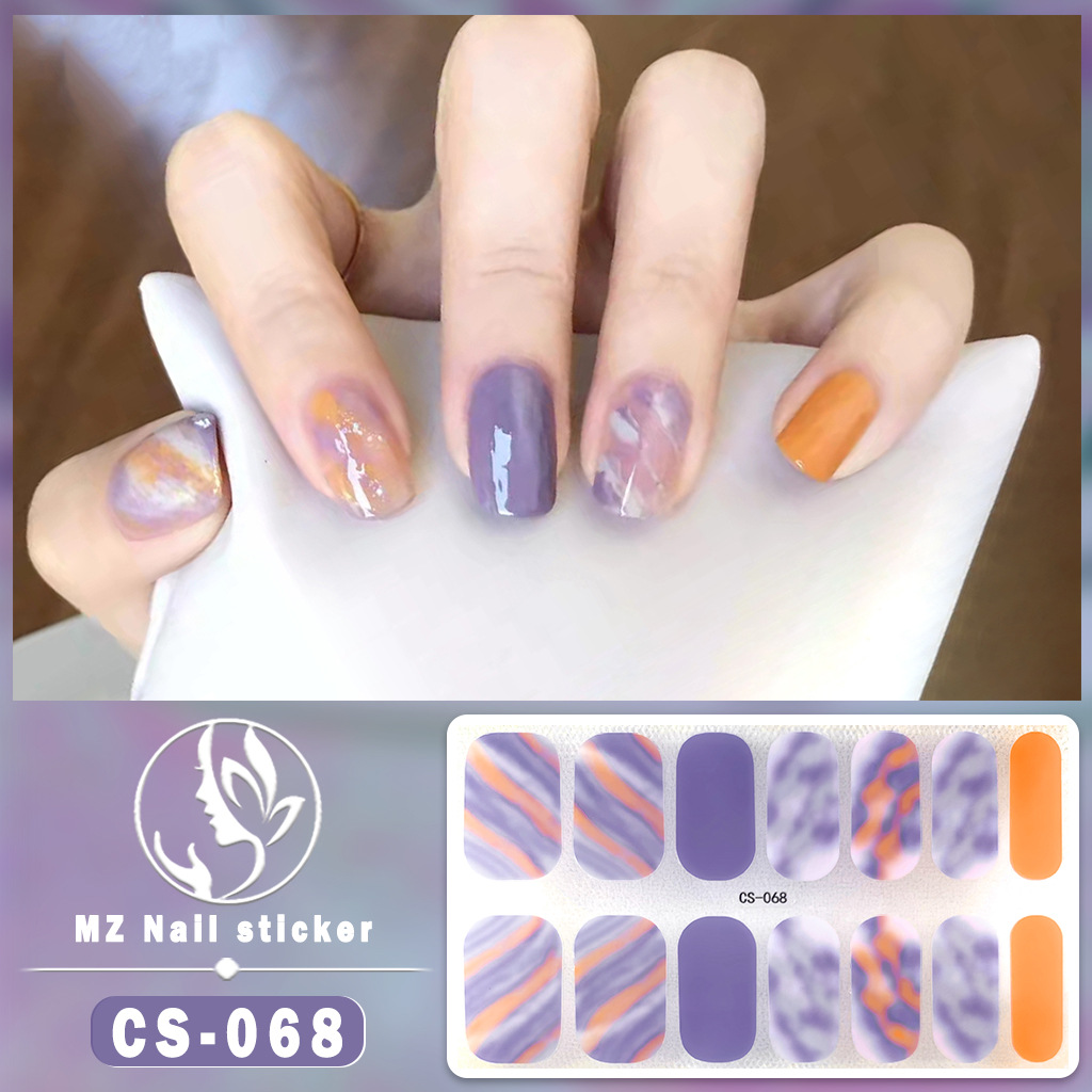 CS Waterproof Baking-Free Gel Nail Polish Film Full Sticker Sticker Colored Spring and Summer Nail Sticker Film Paper Nail Sticker
