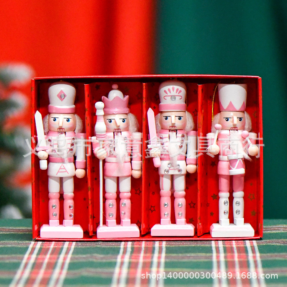 现货木质13cm胡桃夹子圣诞礼品挂件彩绘胡桃人士兵木偶跨境热销