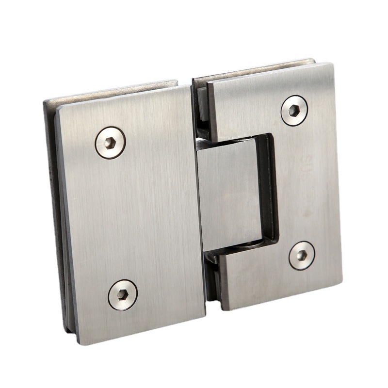 304 Stainless Steel Hinge Frameless Two-Way Glass Door Clip Shower Room Hinge Black 180 Degree Flat Opening Bathroom Clip