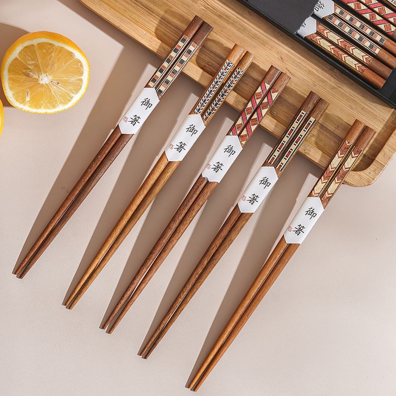 Solid Wood Chopsticks for Home Use, One Person, One Chopstick, Healthy and Mold-Free, High-End Gift Box Set, Fine Head, Non-Slip, Natural and Odorless