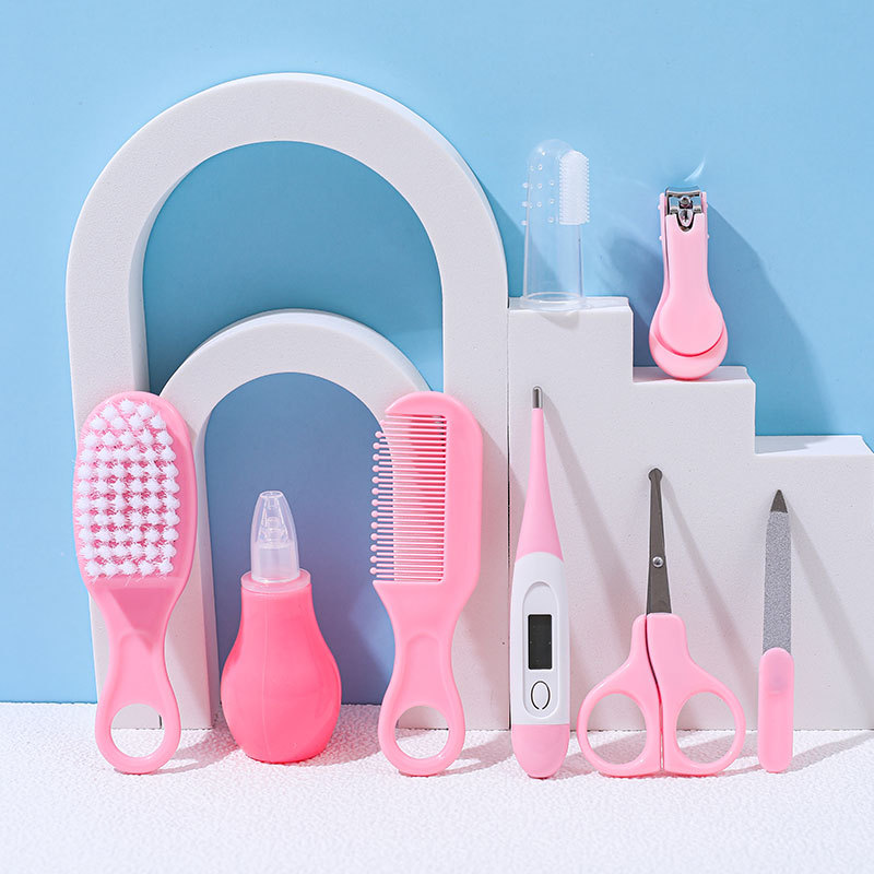 Maternal and infant products wholesale children baby nail clippers 8 eight-piece set comb brush nasal aspirator EVA bag care suit