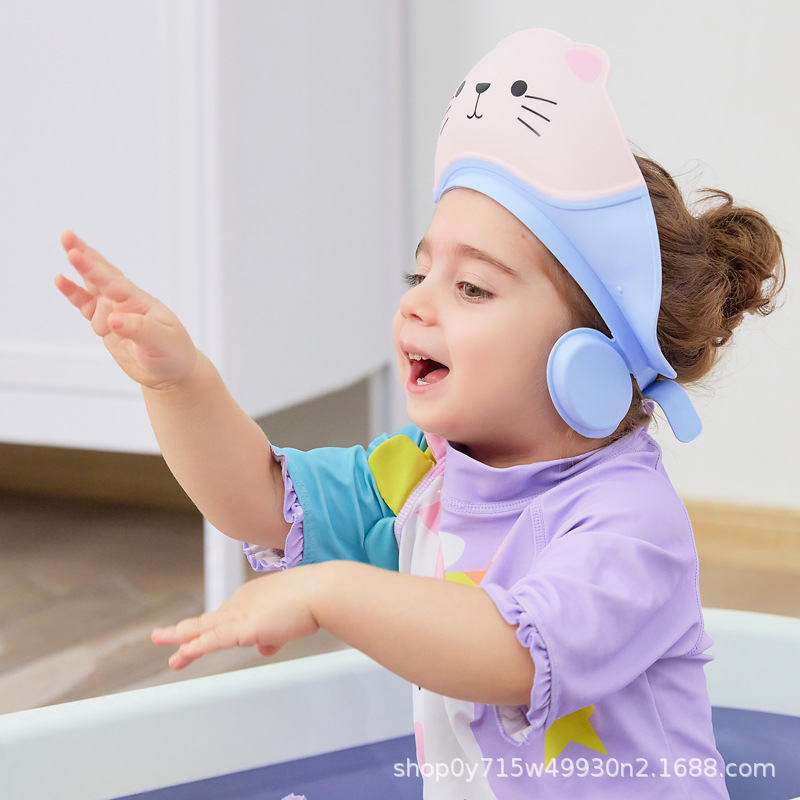 TT cat children's shower cap baby shower cap baby shower cap baby shampoo cap adjustable ear protection shower cap