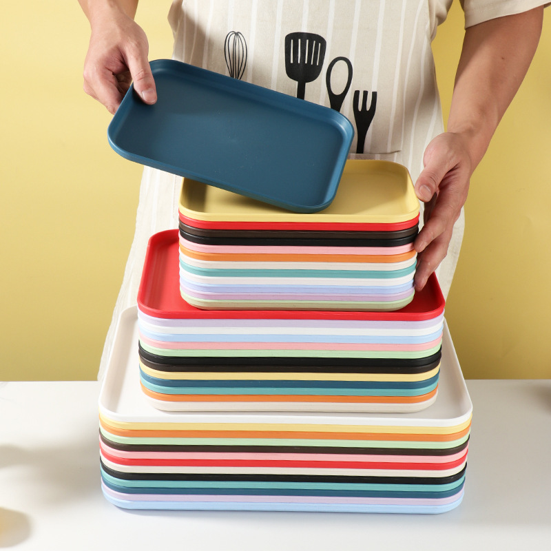 Прямоугольный поднос из пшеницы, коммерческий поднос для пельменей, чайный поднос, фруктовая тарелка, пластиковая соломинка в стиле скандинавии