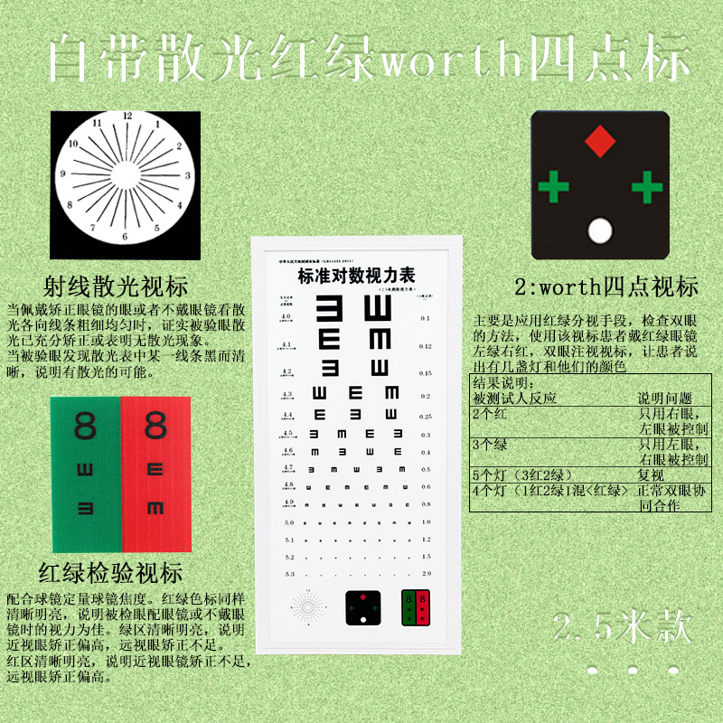 National Standard Myopia Led Vision Light Box Ophthalmic Hospital Home Vision Test Chart E-Shaped Cartoon Vision Test