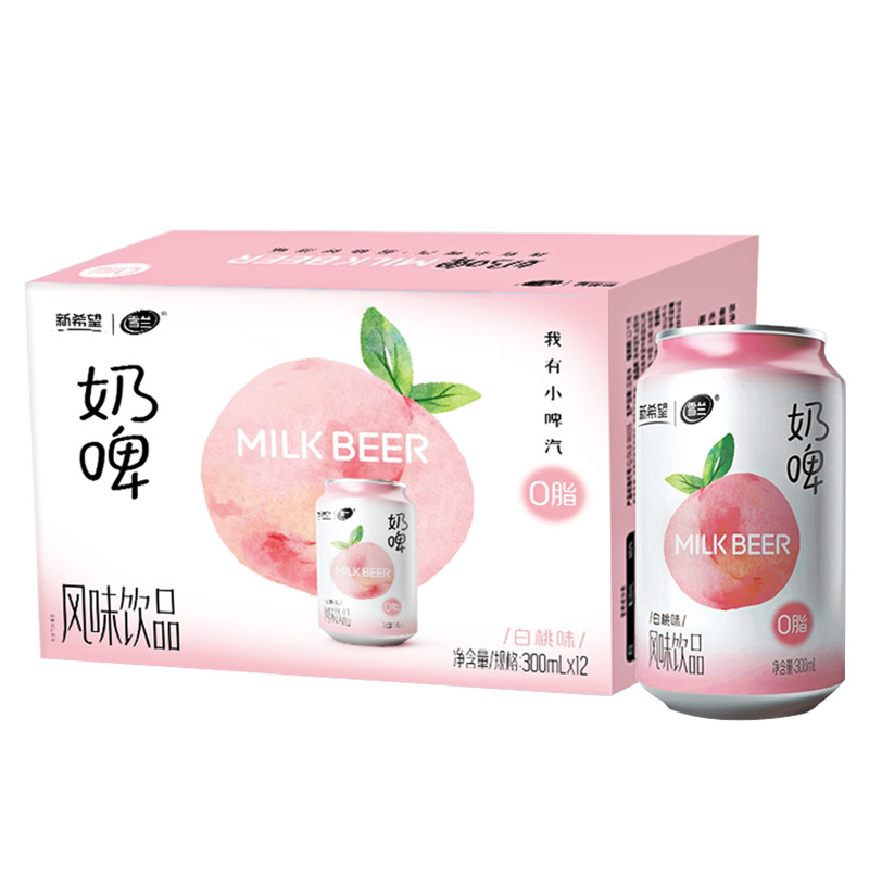 Full Box of 300ml*12 Cans of New Hope Snowland White Peach Flavored Milk Beer Wholesale Lactic Acid Flavored Drink Factory Direct Delivery