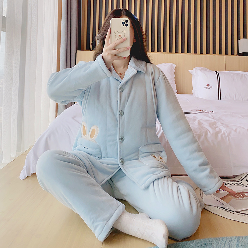 New Baby Velvet Thickened Quilted in stock Lunch Suit Pregnant Women Lactation Soft suit for Autumn and Winter 2025