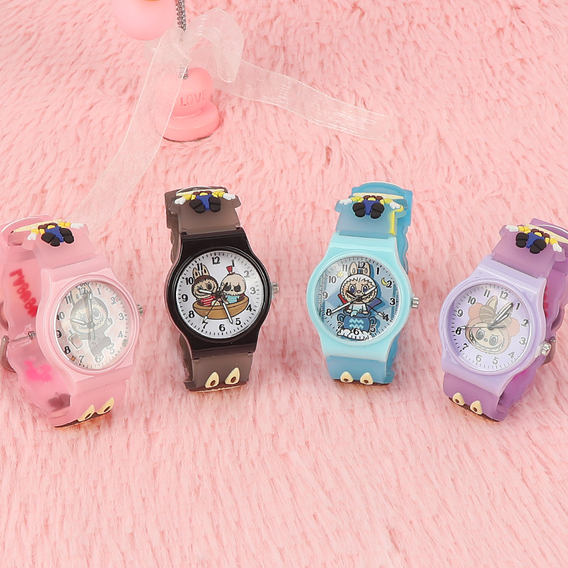 Children's cartoon watch cute female student dopamine quartz watch pointer round wrist watch kindergarten gift watch