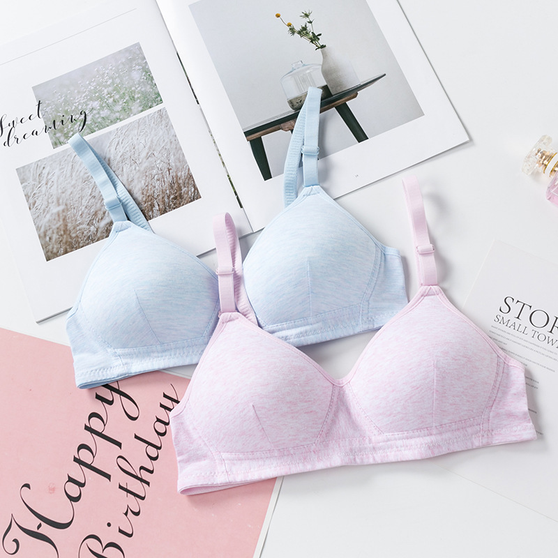 Underwear for Female Students, High School Students, No Rims, Pure Cotton Bra, Thin Bra for Developing Girls, Puberty