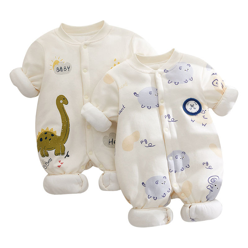 Thickened winter 120g cotton baby jumpsuit warm cotton winter baby ha clothes cotton clothes baby climbing clothes