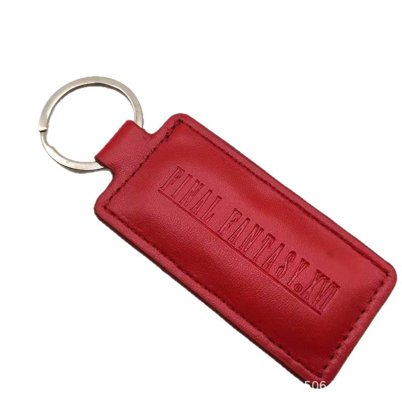 Creative Pu Keychain Genuine Leather Car Key Pendant Embossed Silk Screen Printing Logo Gift Business Gift