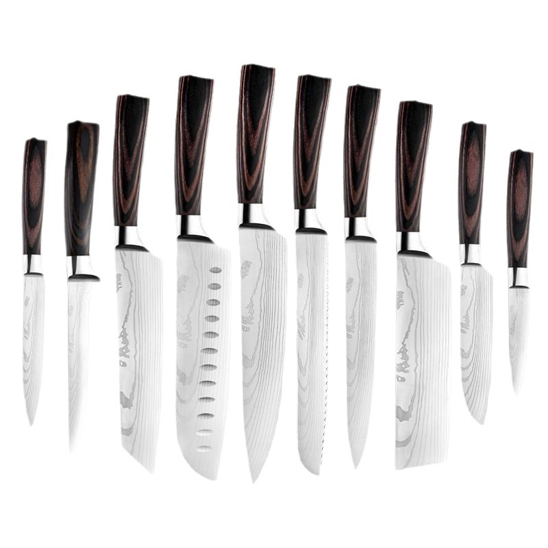 Cross-border Damascus Laser Pattern Chef Knife Fruit Knife Stainless Steel Knife suit Japanese Knife Sande Knife Kitchen Knife