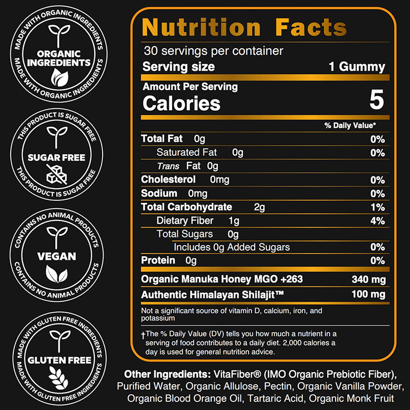 In Stock with Free Shipping Independent Station Tk Amazon Cross-Border Hot Model 30 Xilai Zhi Gummies Shilajit Factory Direct Sales