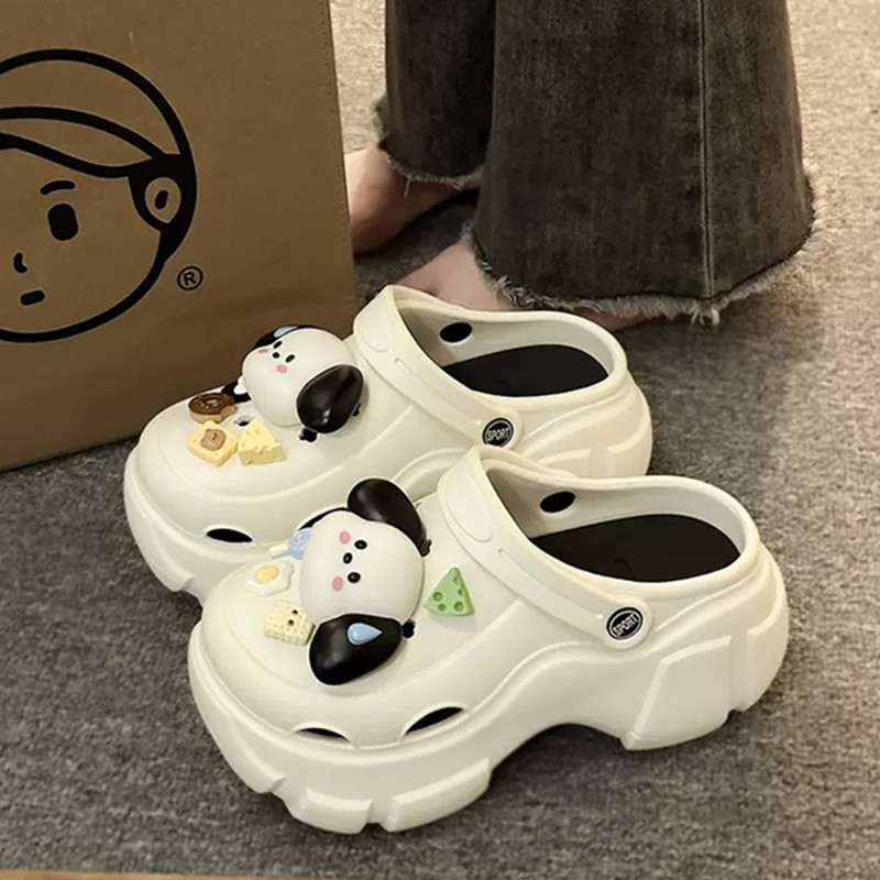 Летний наряд 2024, новые толстые туфли, кроксы для женщин, увеличенные, нескользящие, пляжные сандалии Baotou