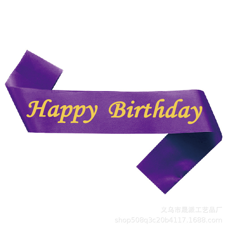 Birthday Shoulder Strap Happy Birthday Shoulder Strap Satin Birthday Ribbon Etiquette Belt Customized Logo