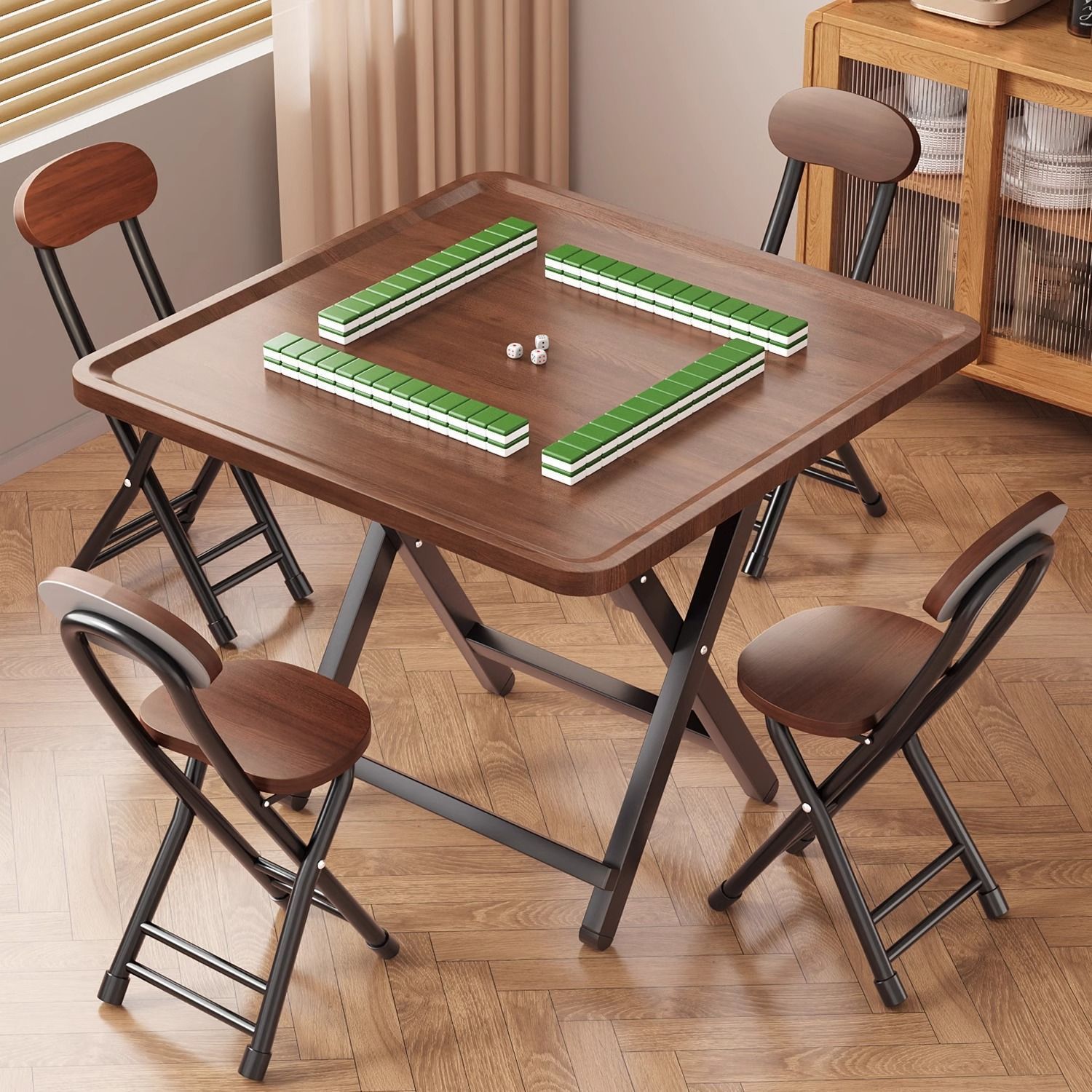 Foldable Household Manual Mahjong Table Multi-Functional Chess and Card Square Dining Table Simple Outdoor Dormitory Table Dual-Purpose