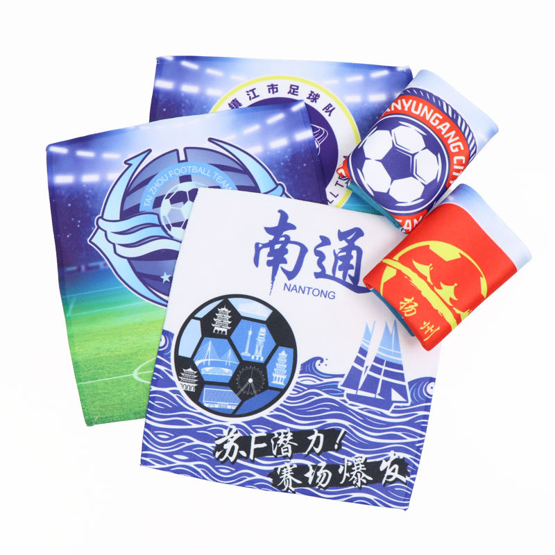 Manufacturer Customized Scottish Premier League Team Logo Logo Handkerchief Football Event Fan Square Scarf Polyester Printed Commemorative Small Hair