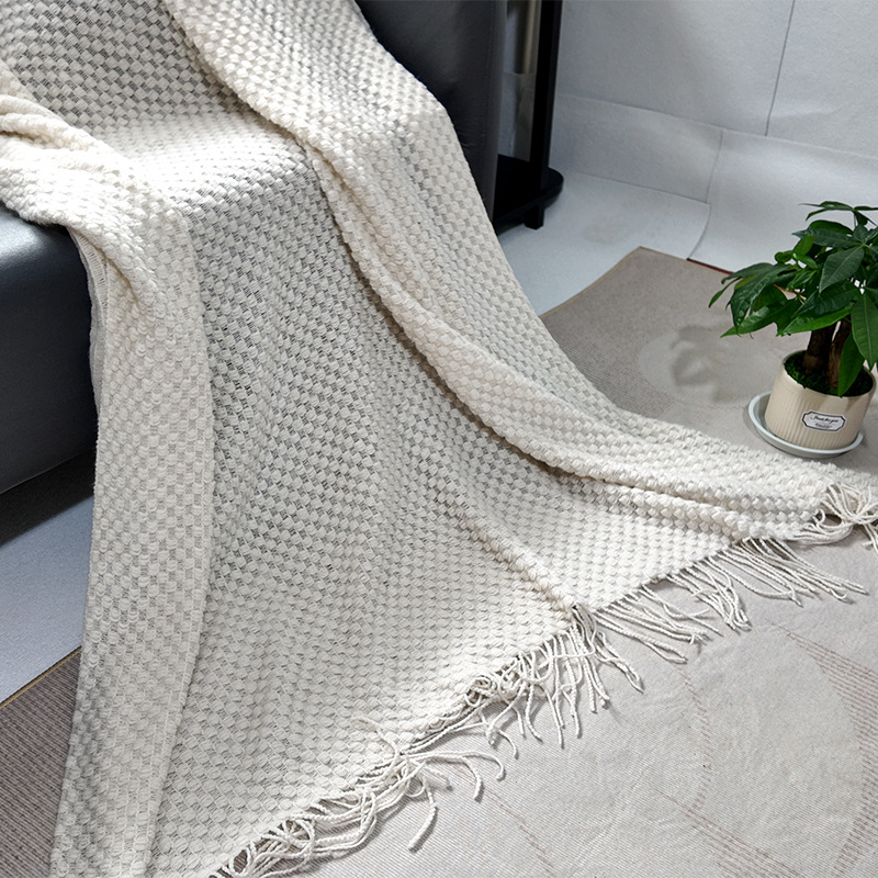 Bubble Towel Knitted Blanket Accessible Luxury Simple Pure Color B&B Hotel Bedside Towel Ins Style Bedroom Sofa Warm Blanket