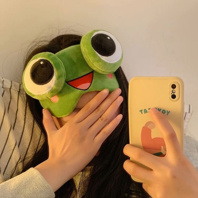 Funny Sleep Eye Mask Frog Light-Blocking Cartoon Cute Men and Women Ice Compress Children to Relieve Fatigue Students