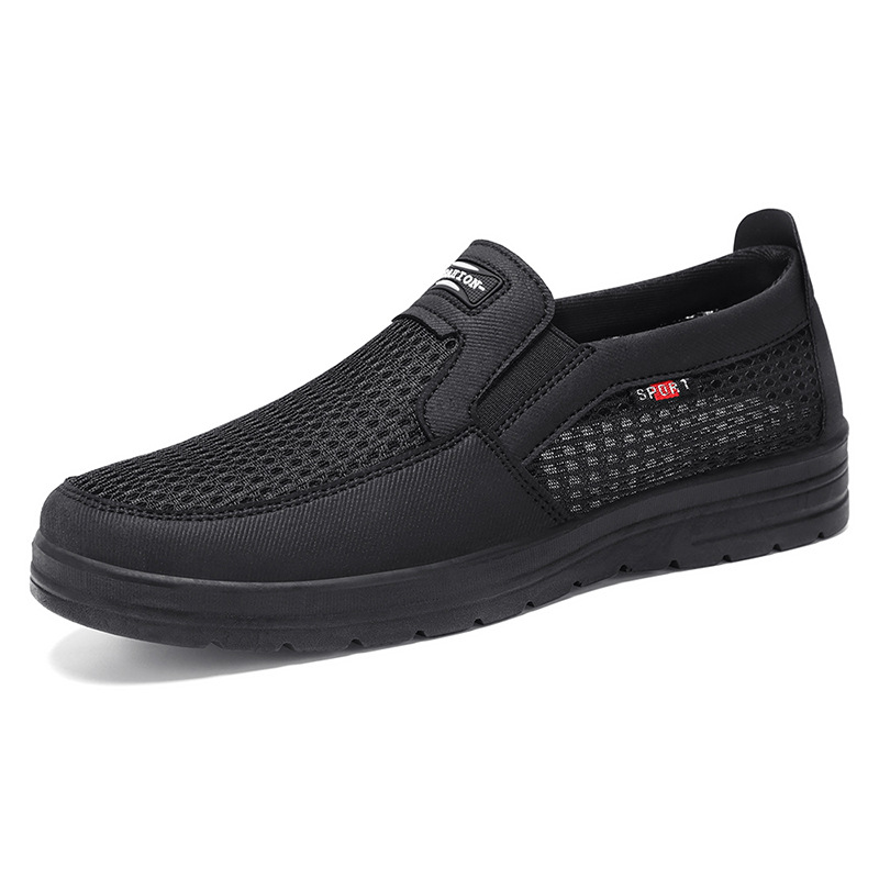 Men's Spring Mesh Slip-On Shoes for the Elderly, Lightweight Soft-Soled Shoes for Middle-Aged and Elderly Dads, Shallow Old Beijing Cloth Shoes