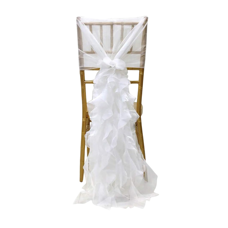 Outdoor Wedding Chiffon Yarn Ins Willow Chair Back Decoration Hotel Theme Wedding Bamboo Chair Back Flower Decoration Wholesale