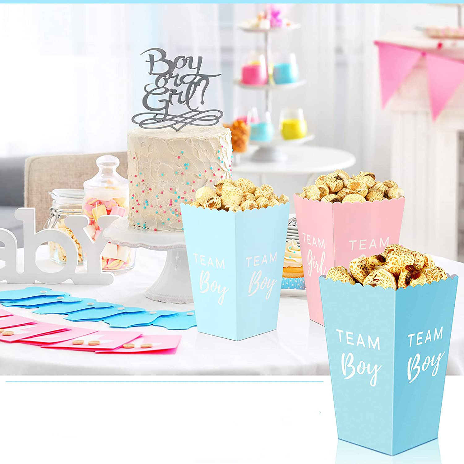 Sex Reveal Popcorn Box Boys' Girls Popcorn Box Baby Showdown Gender Display Party Supplies