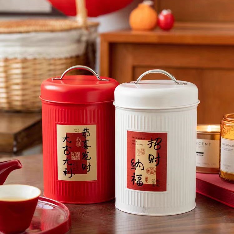 Новогодняя упаковка конфет 2025, высококачественная, круглая жестяная банка, пустая новогодняя подарочная коробка