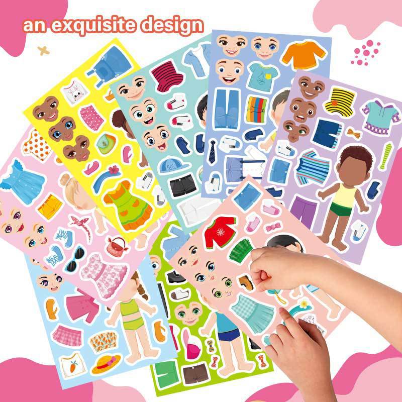 Cartoon Kidsren's Cross-Border Doll Puzzle Toy Stickers DIY Puzzle Stickers Handicraft Decoration Sticker Printing