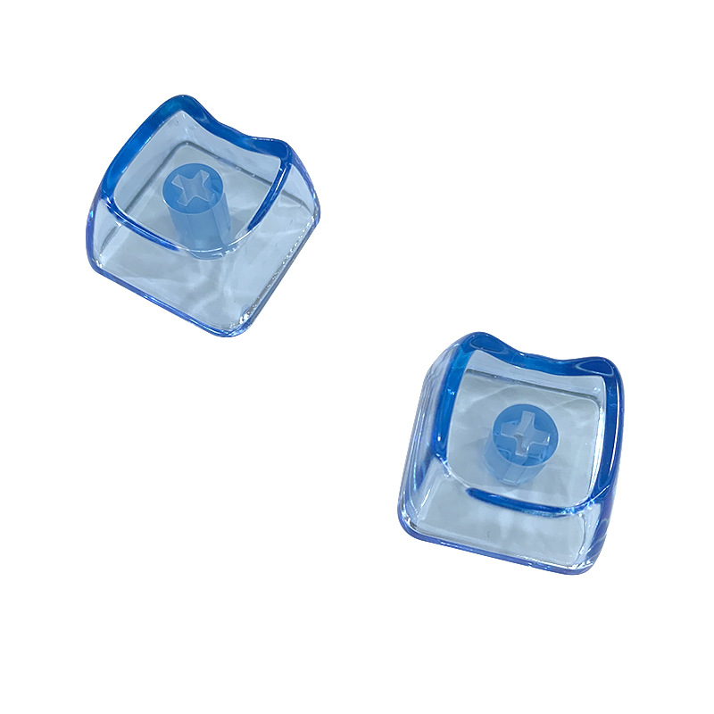 Cat-Shaped Transparent Keycap Pc Material Mao Translucent Unengraved Material Cross-Shaped Personalized Keycap