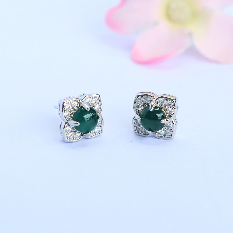 Guan Yu Natural Grade a Jade Earrings Blue Water Jade Ear Hooks Kuaishou Douyin Live Wholesale S5070503L